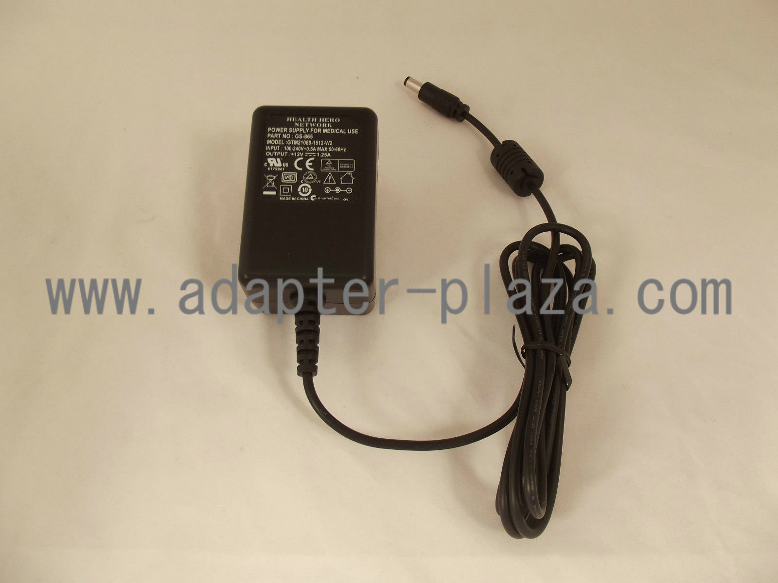 New GlobTek GTM21089-1512-W2 GS-865 12V 1.25A POWER SUPPLY FOR MEDICAL USE